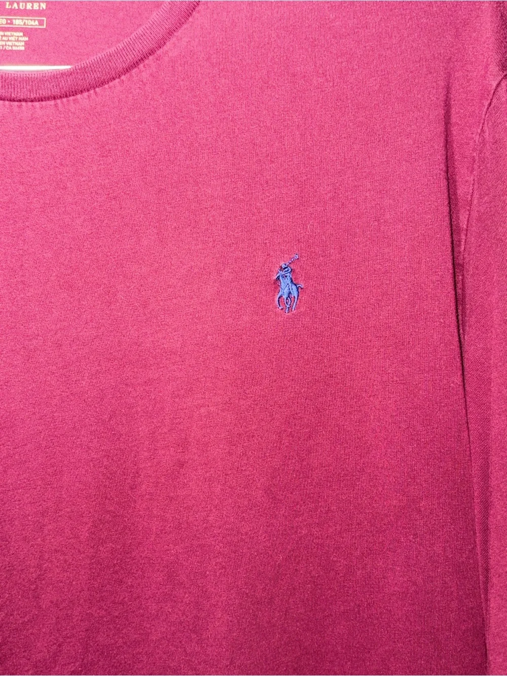 Polo by Ralph Lauren Long-Sleeve Crewneck in Deep Wine with Blue Pony Burgundy